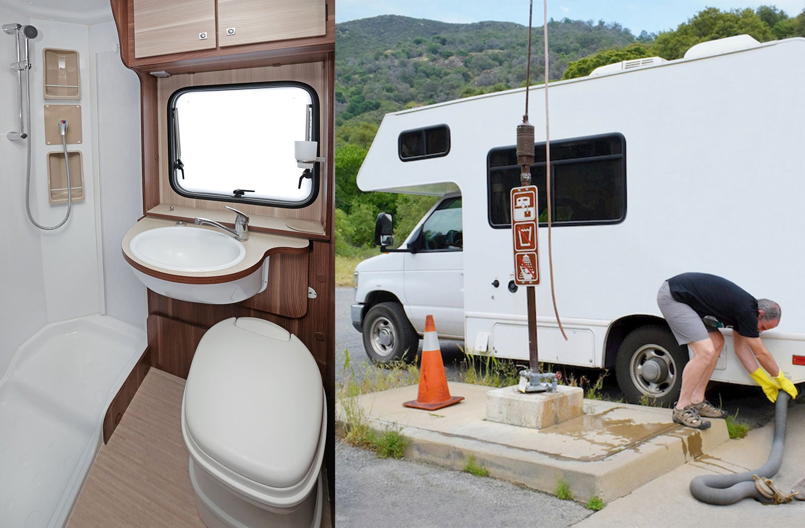 Portable RV/camper toilet and holding tank setup in Wilson, North Carolina