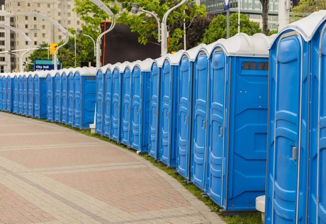 Seasonal porta potty units set up at a Wilson, North Carolina venue